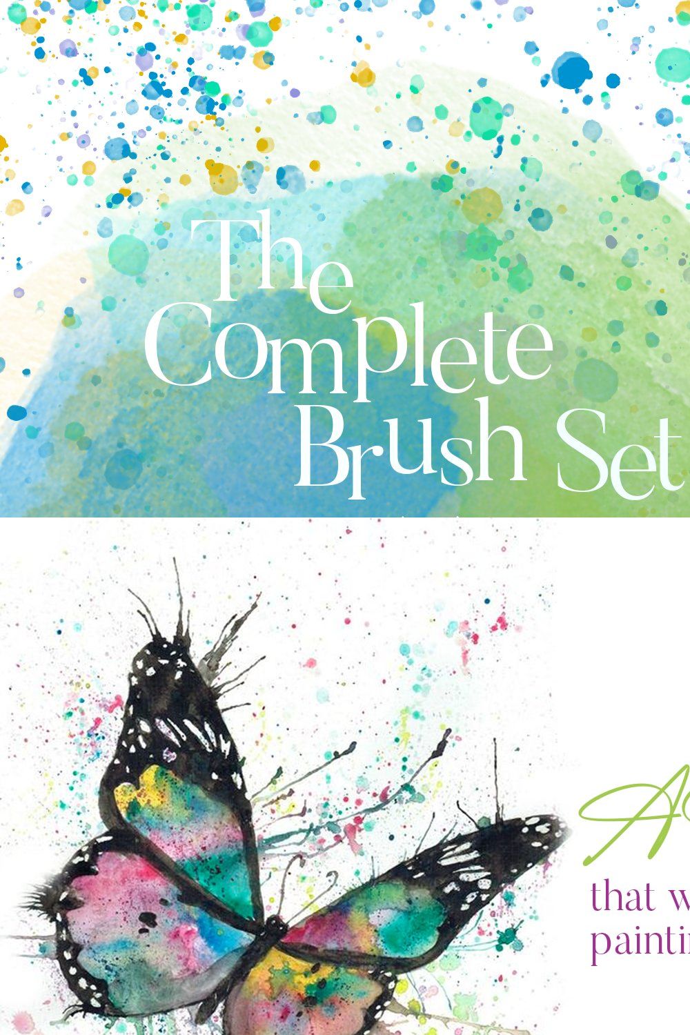 The Photoshop Complete Brush Set pinterest preview image.