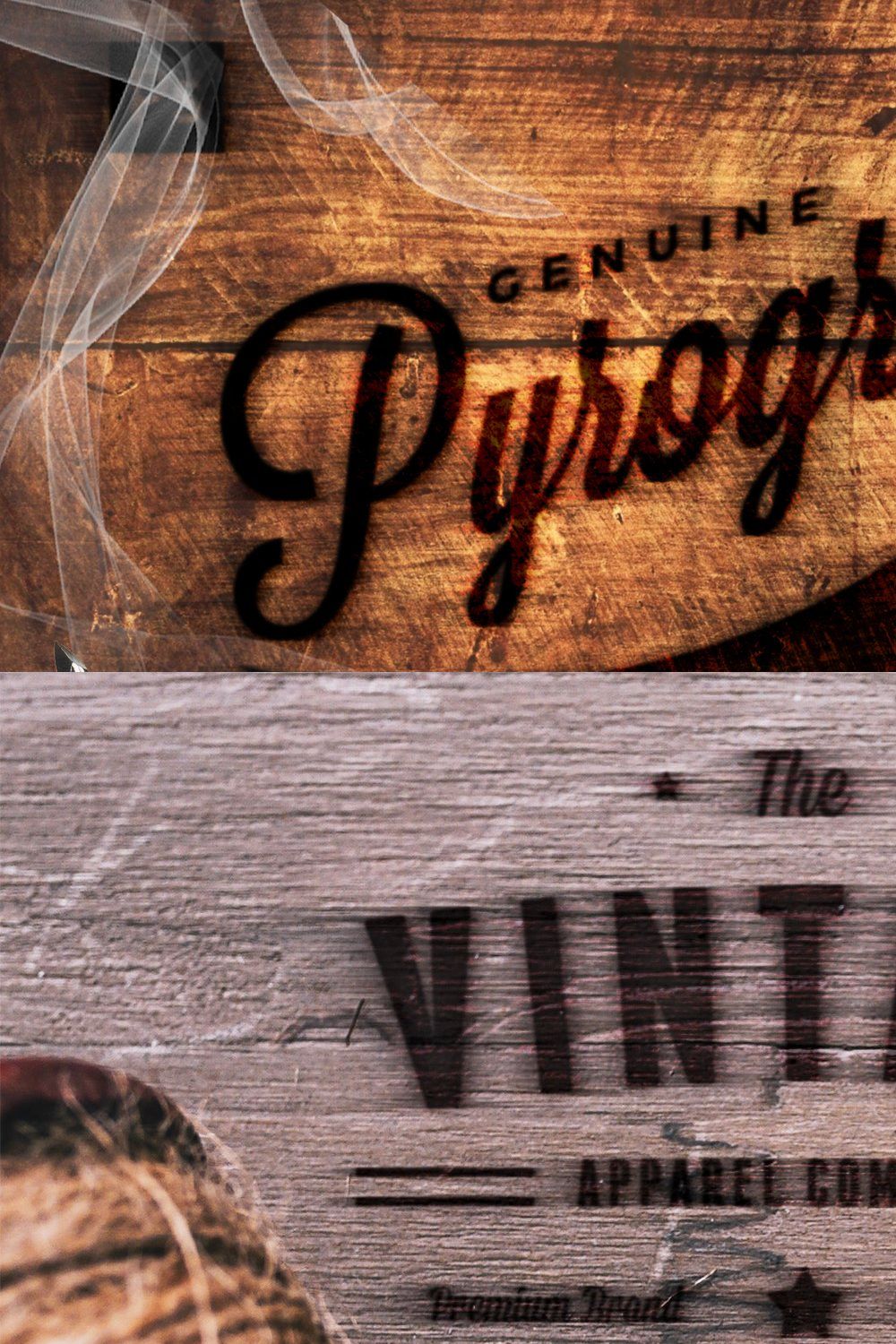 The Pyrography Photoshop Action pinterest preview image.