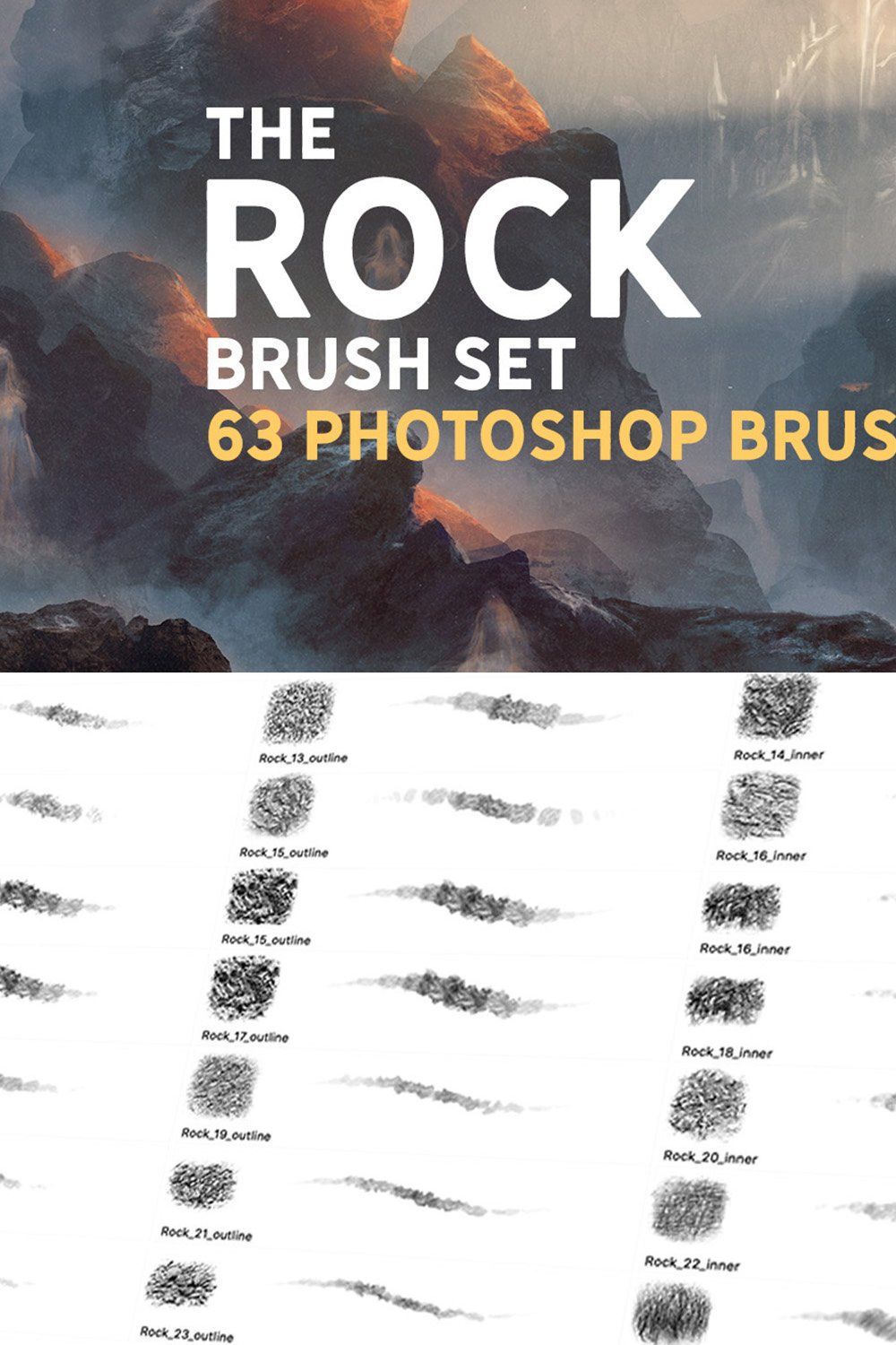 The Rock brush set pinterest preview image.
