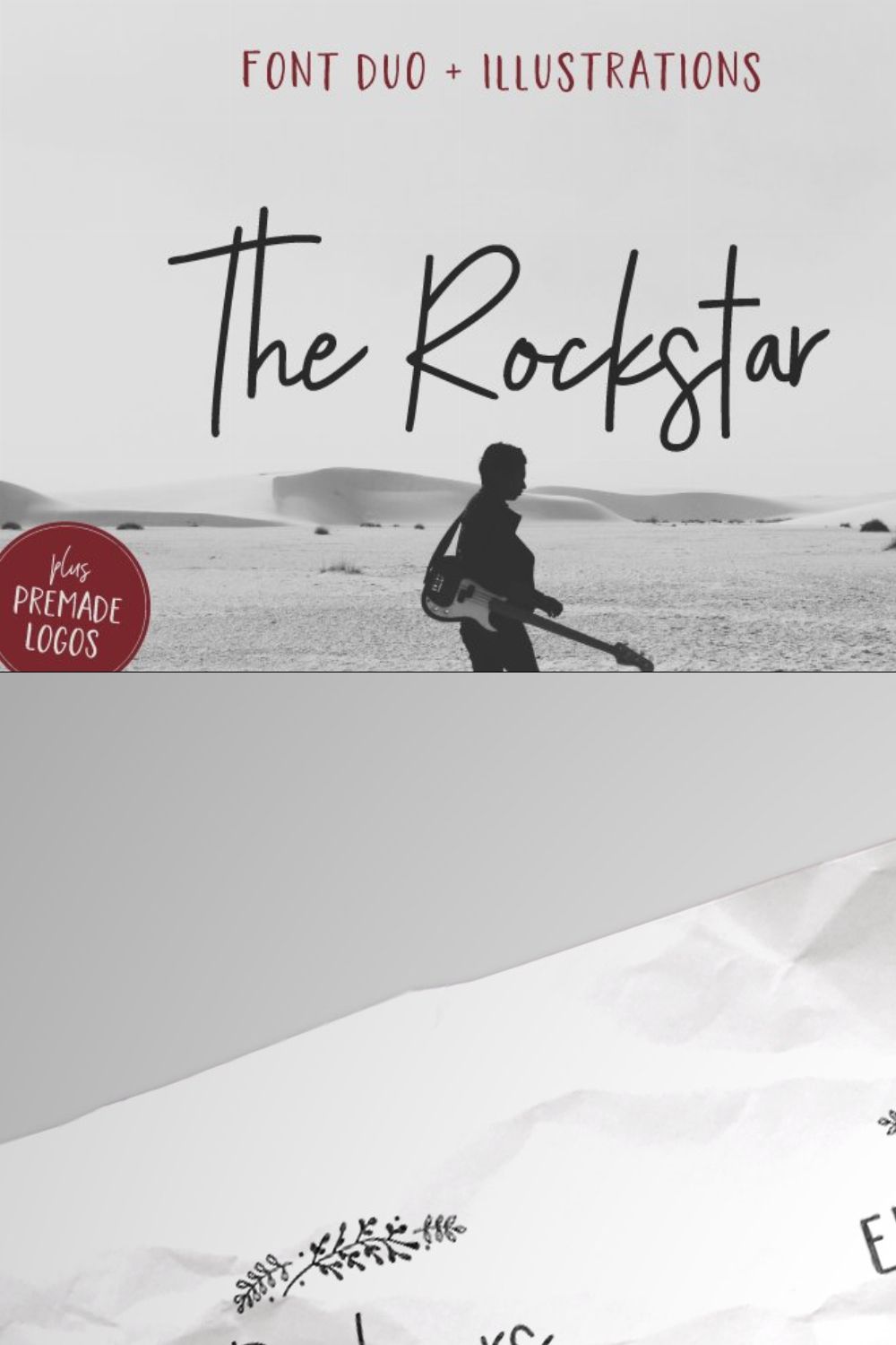The Rockstar Font Duo (+Extras) pinterest preview image.