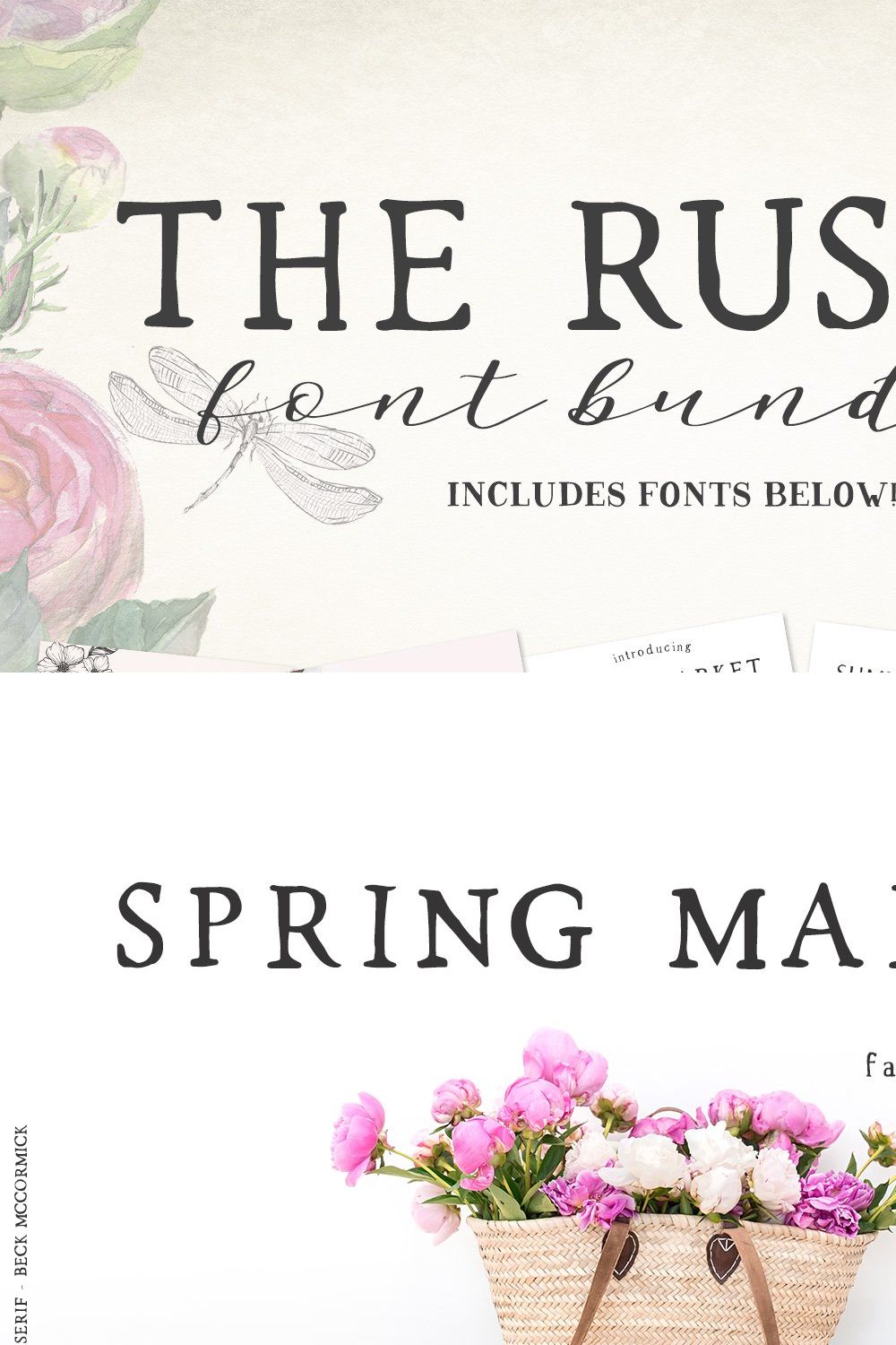 The Rustic Font Bundle pinterest preview image.