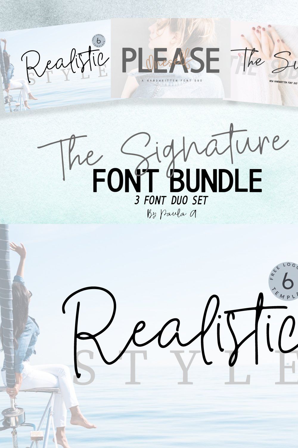 The Signature Font Bundle pinterest preview image.