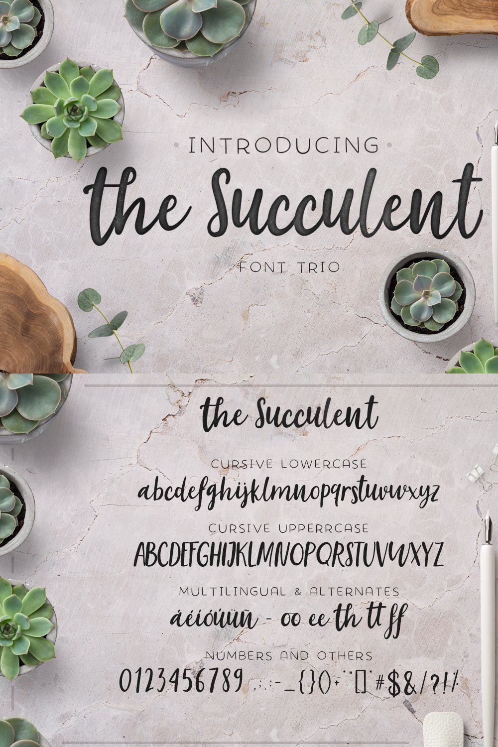The succulent - font trio! pinterest preview image.
