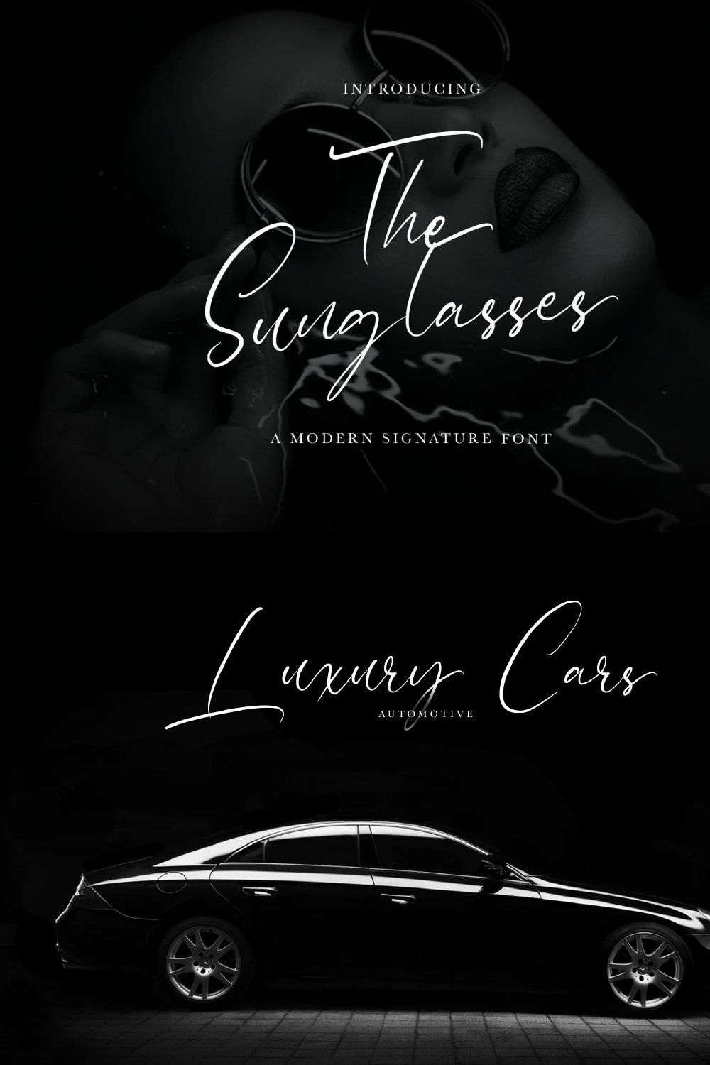 The Sunglasses - Signature Font pinterest preview image.