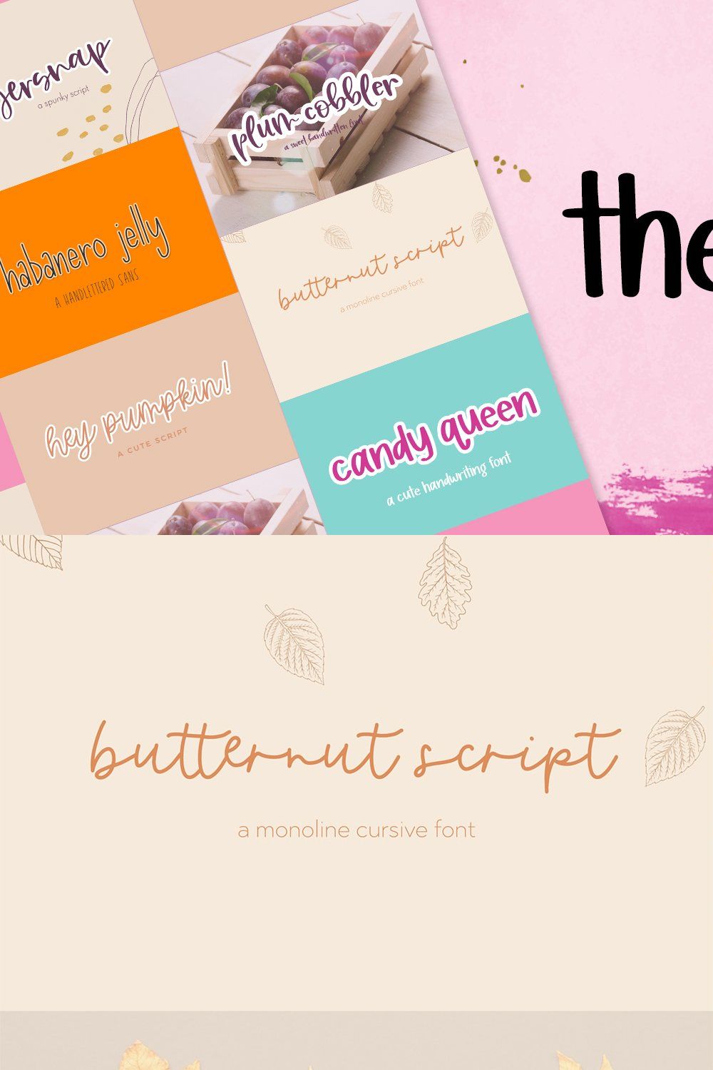 The Sweet Font Bundle pinterest preview image.