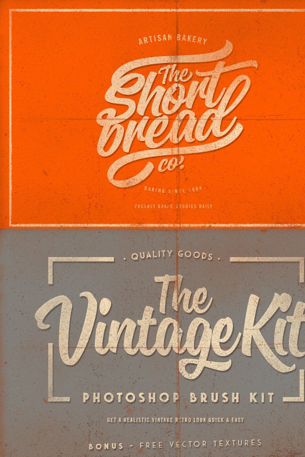 The Vintage Kit - Photoshop Brushes pinterest preview image.