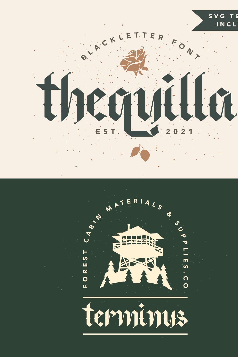 Thequilla Blackletter Font pinterest preview image.