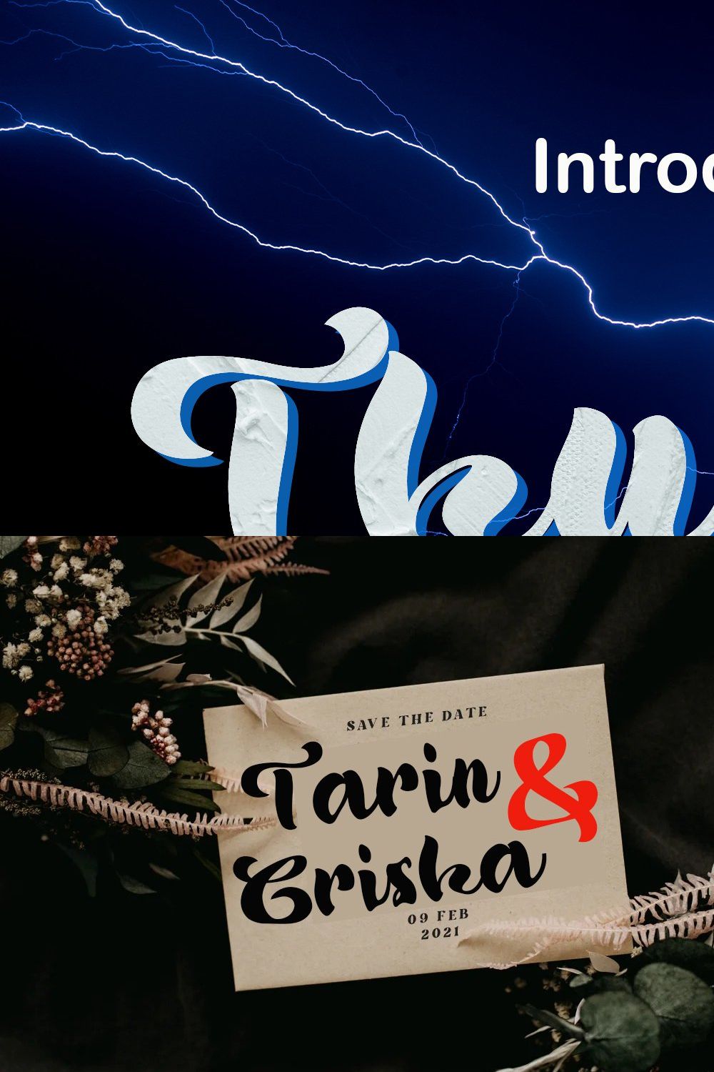 Thunder is a new font script pinterest preview image.