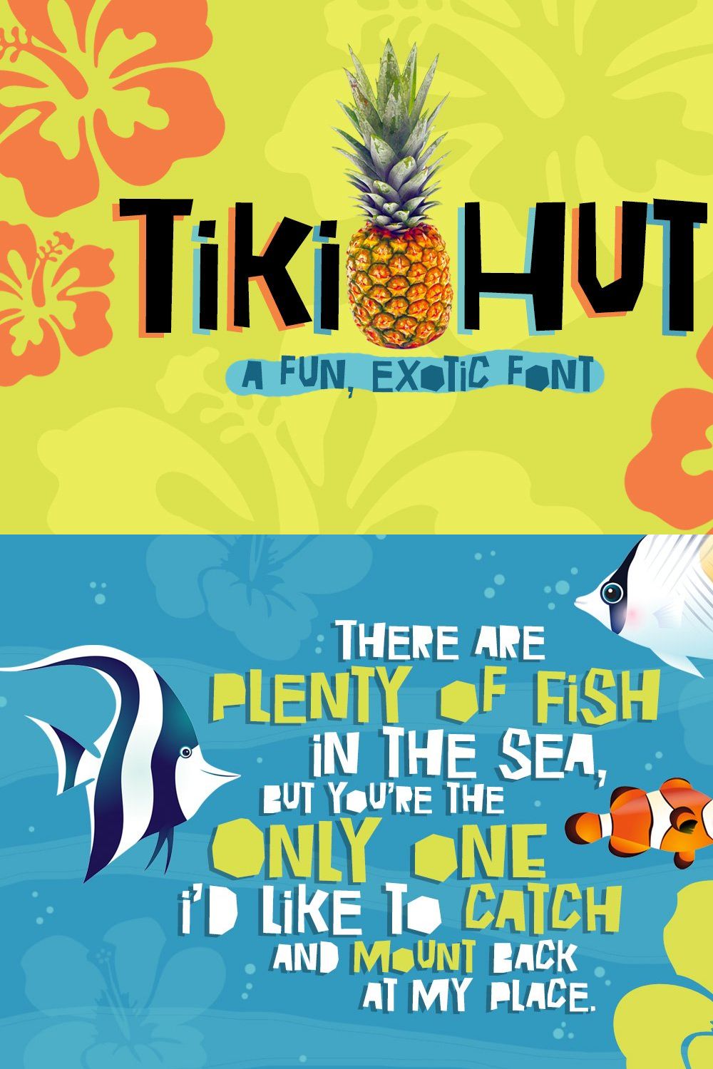 Tiki Hut Font pinterest preview image.