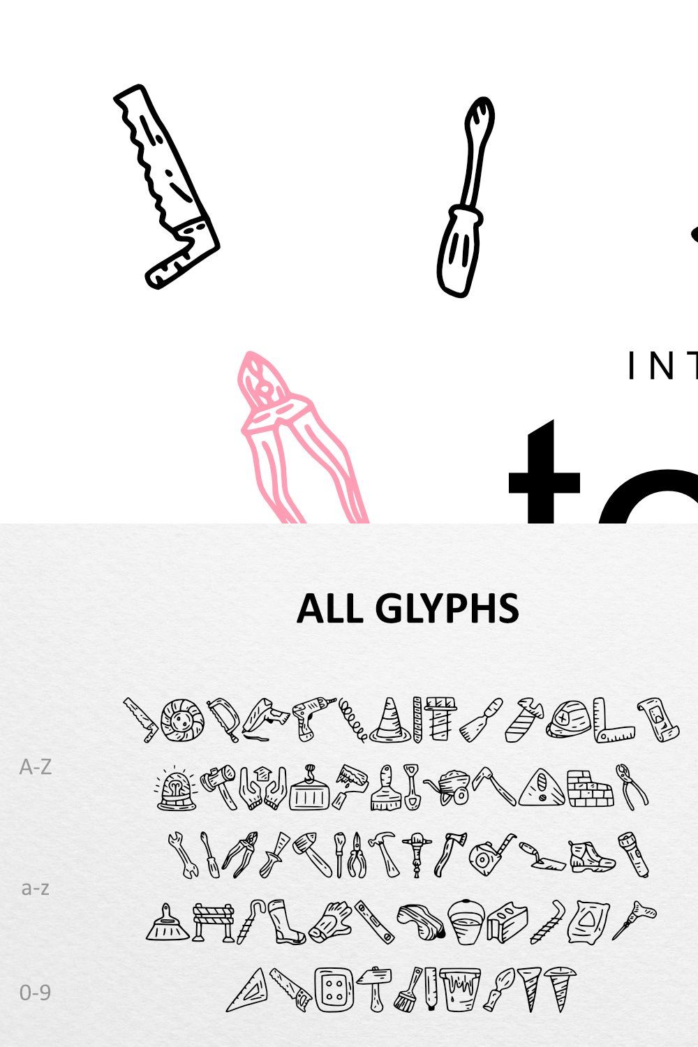 Tools Doodle Dingbat pinterest preview image.