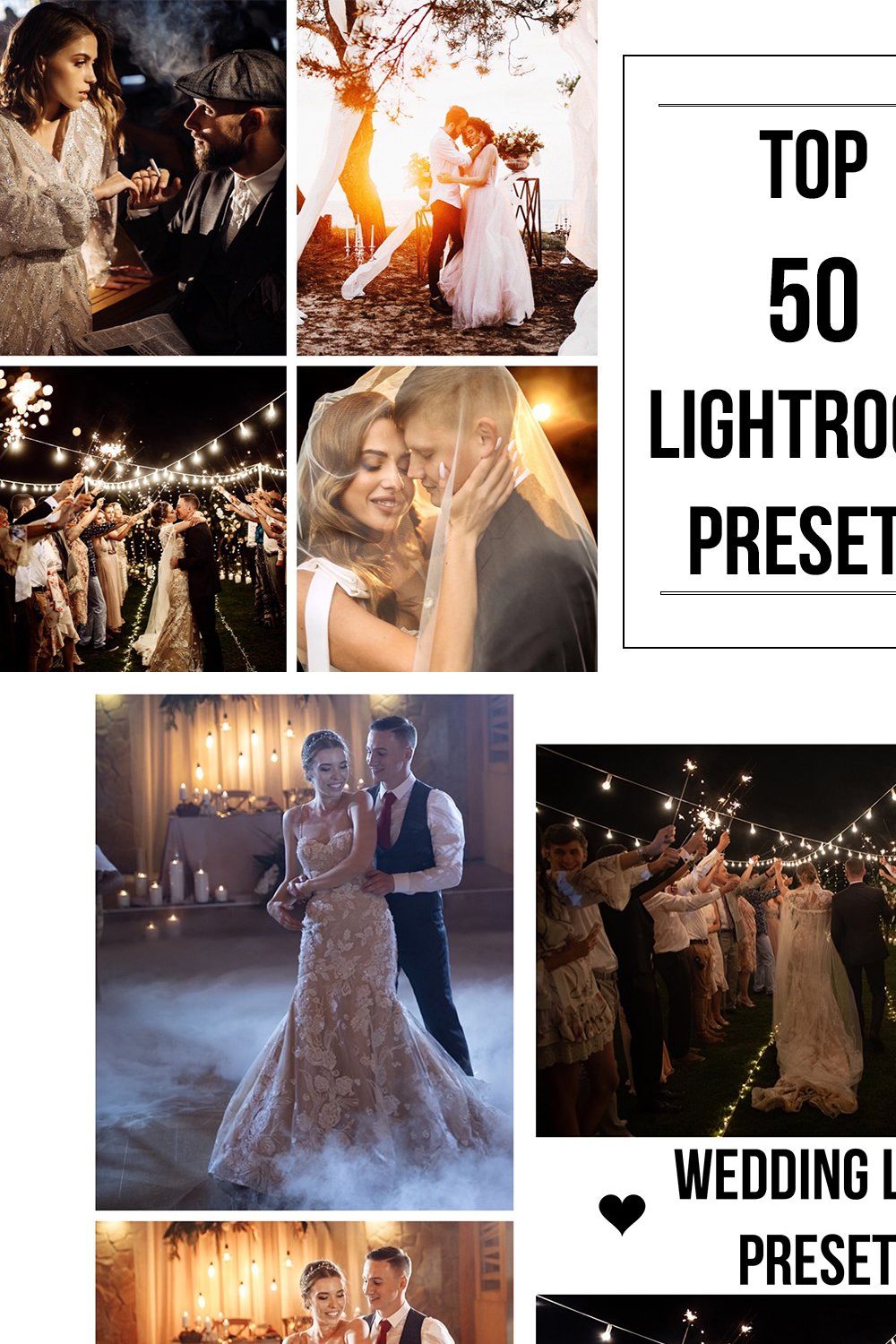 Top 50 Lightroom Wedding Presets pinterest preview image.