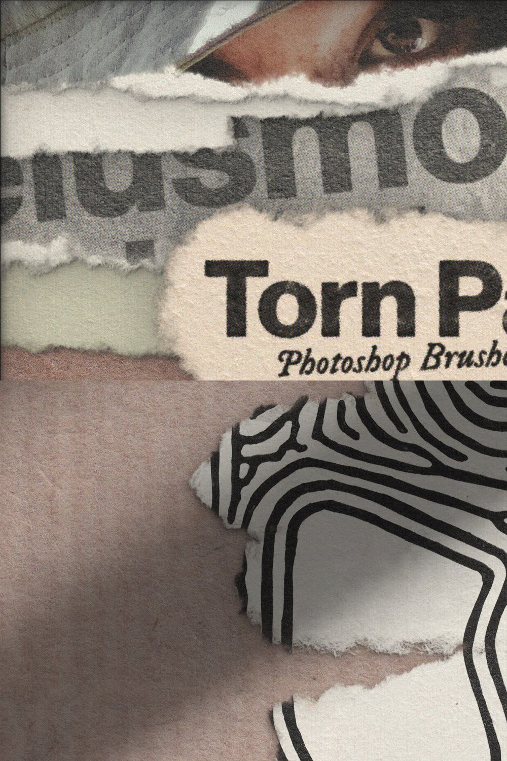 Torn Paper - Photoshop Brushes pinterest preview image.