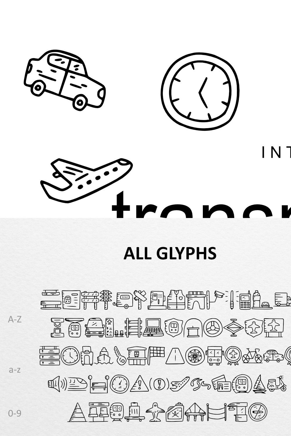 Transportation Doodle Dingbat pinterest preview image.