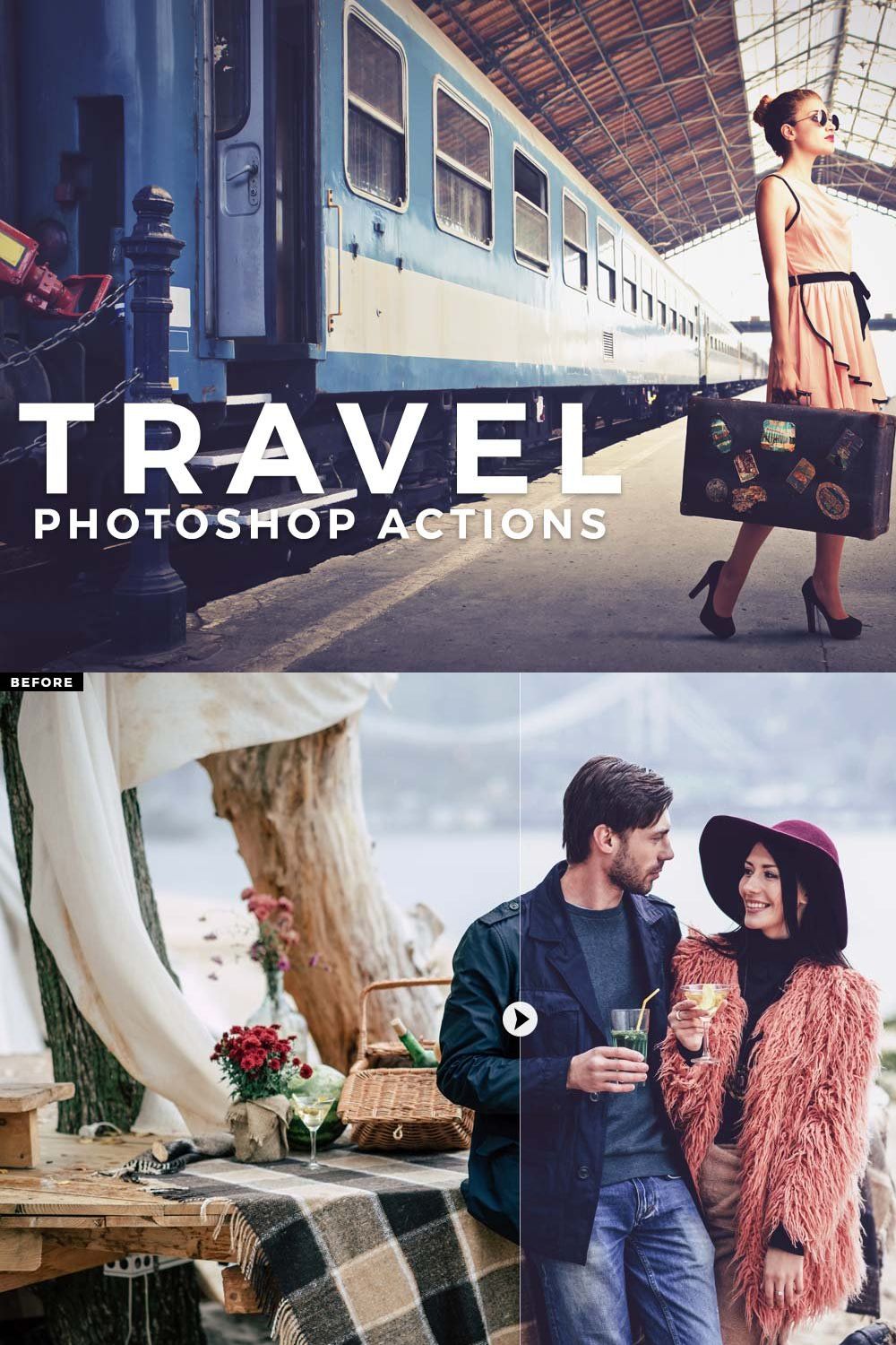 Travel & Landscape Photoshop Actions pinterest preview image.