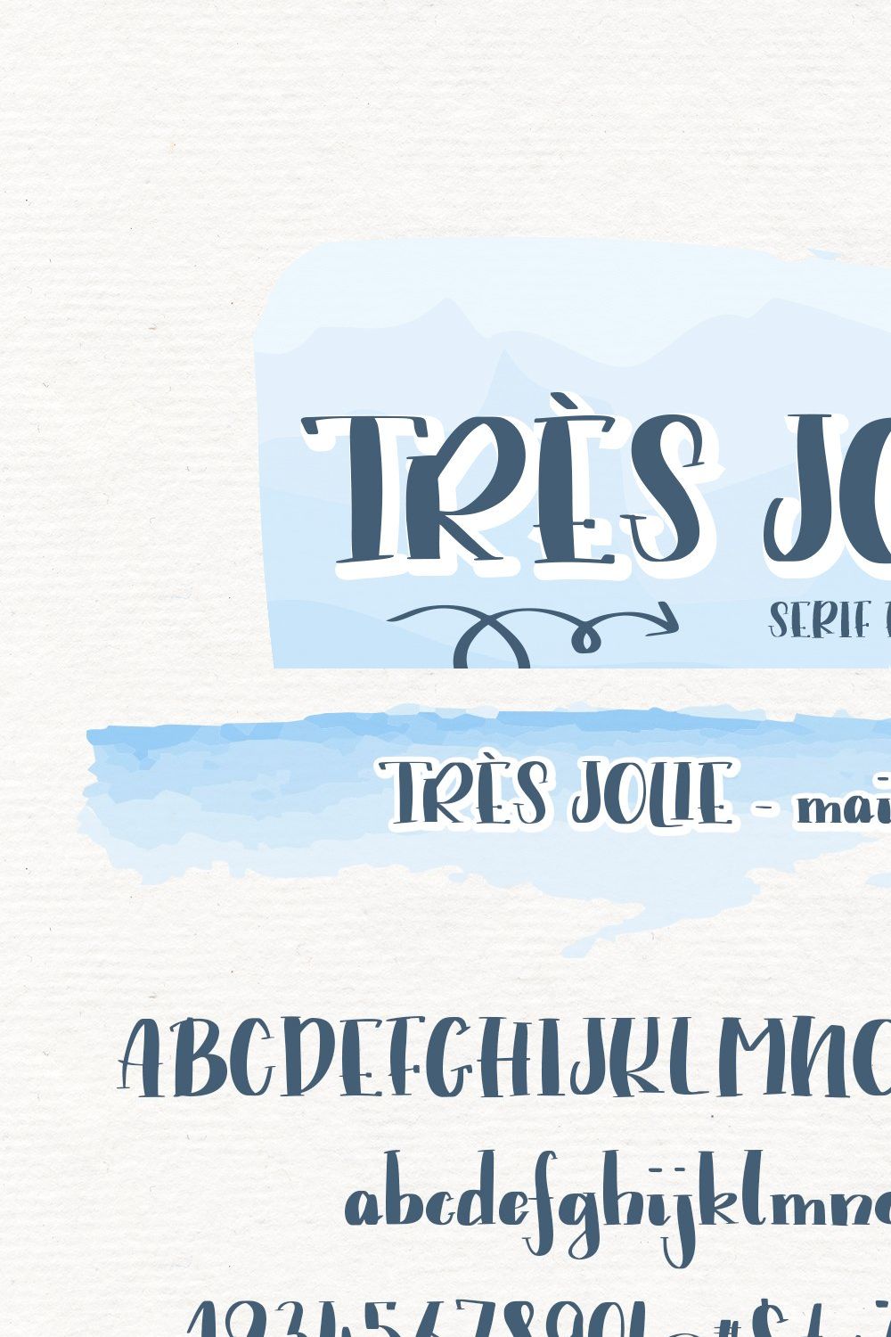 Très Jolie - Serif Font with Doodles pinterest preview image.