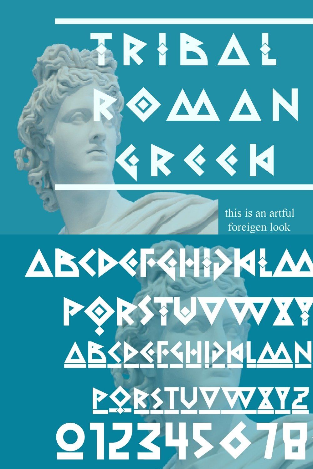 Tribalromangreek - Decorative Font pinterest preview image.