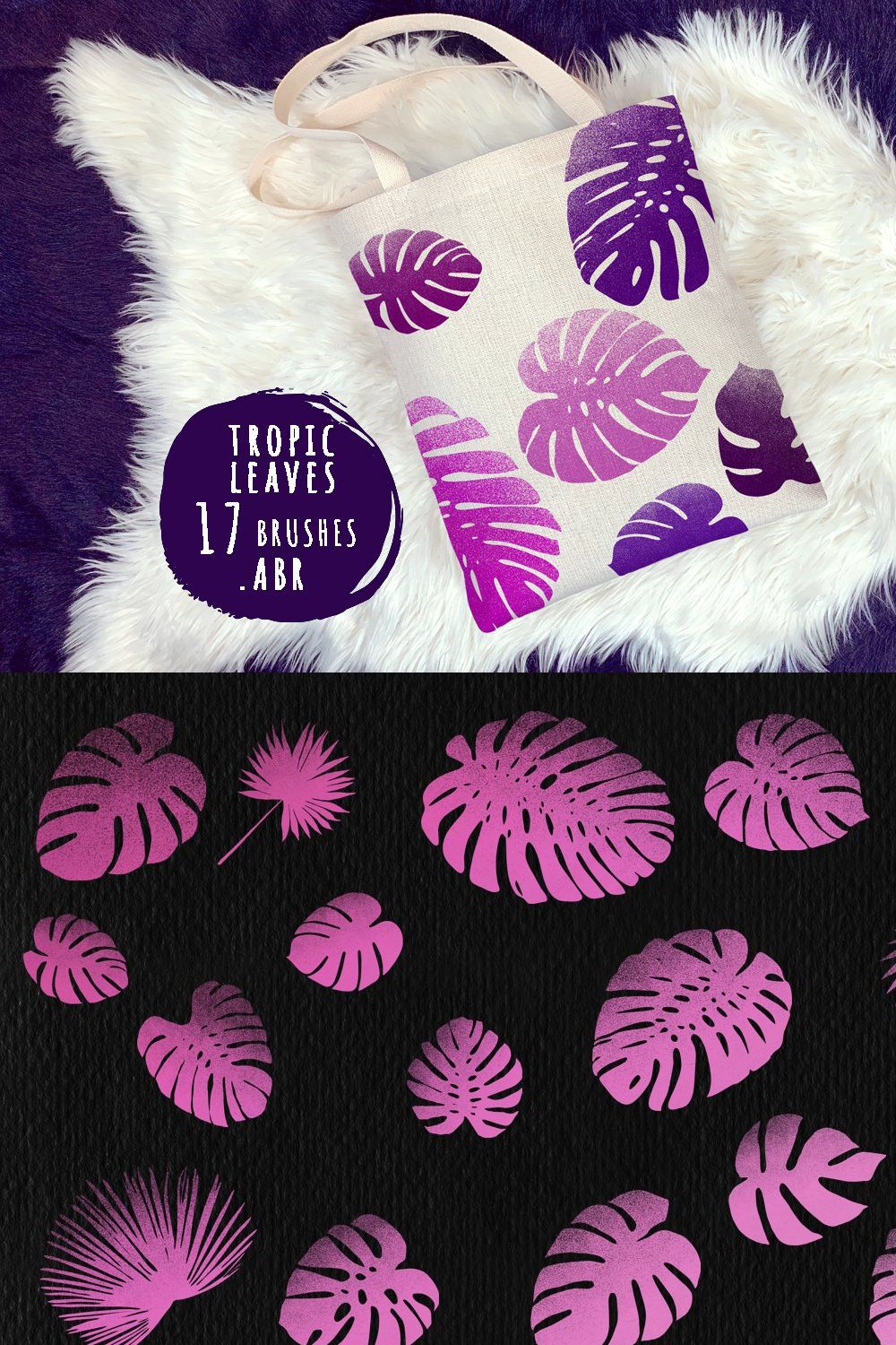 Tropic Leaves Stamp Brushes pinterest preview image.