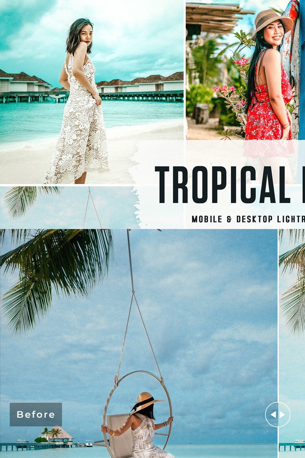 Tropical Island Pro Lightroom Preset pinterest preview image.