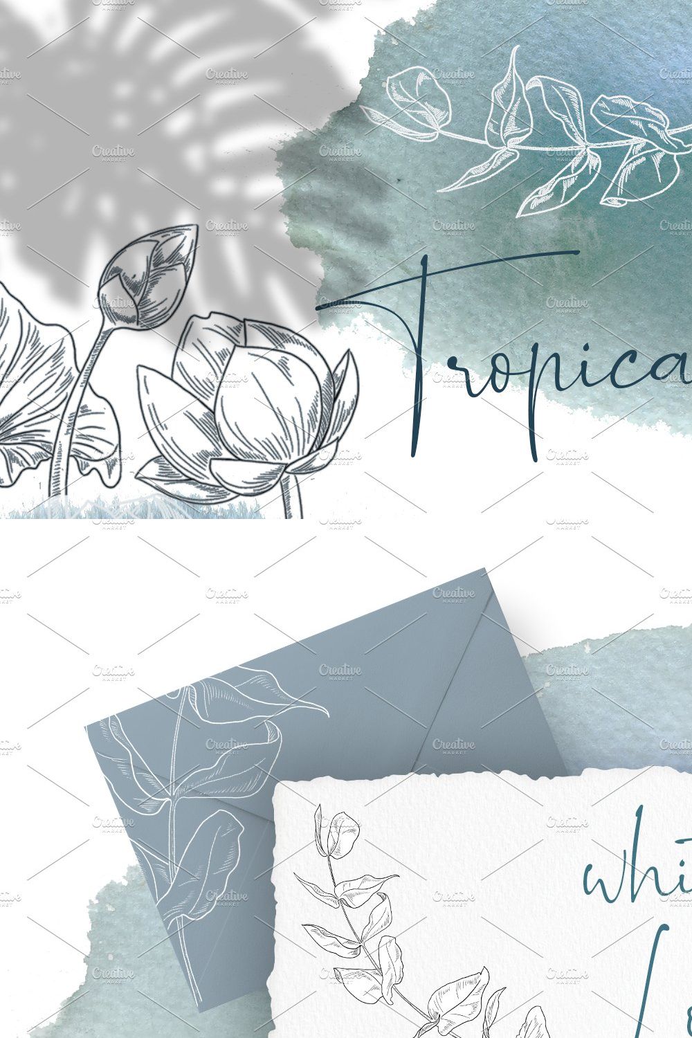 Tropical leaf collection pinterest preview image.
