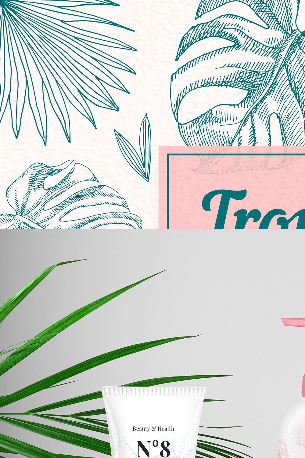 Tropical Leaves Set pinterest preview image.