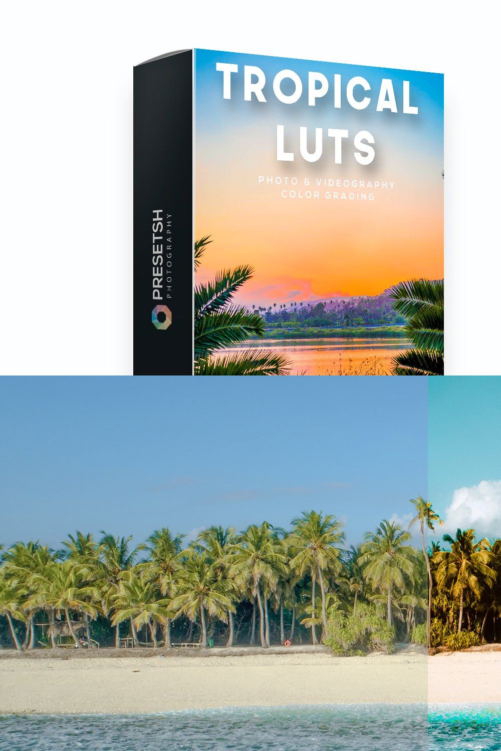 Tropical LUTs for Color Grading pinterest preview image.