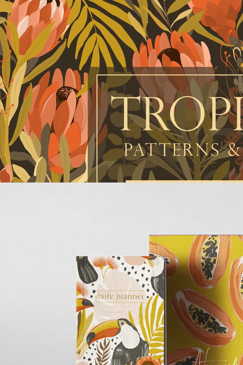 Tropical story. Patterns collection. pinterest preview image.