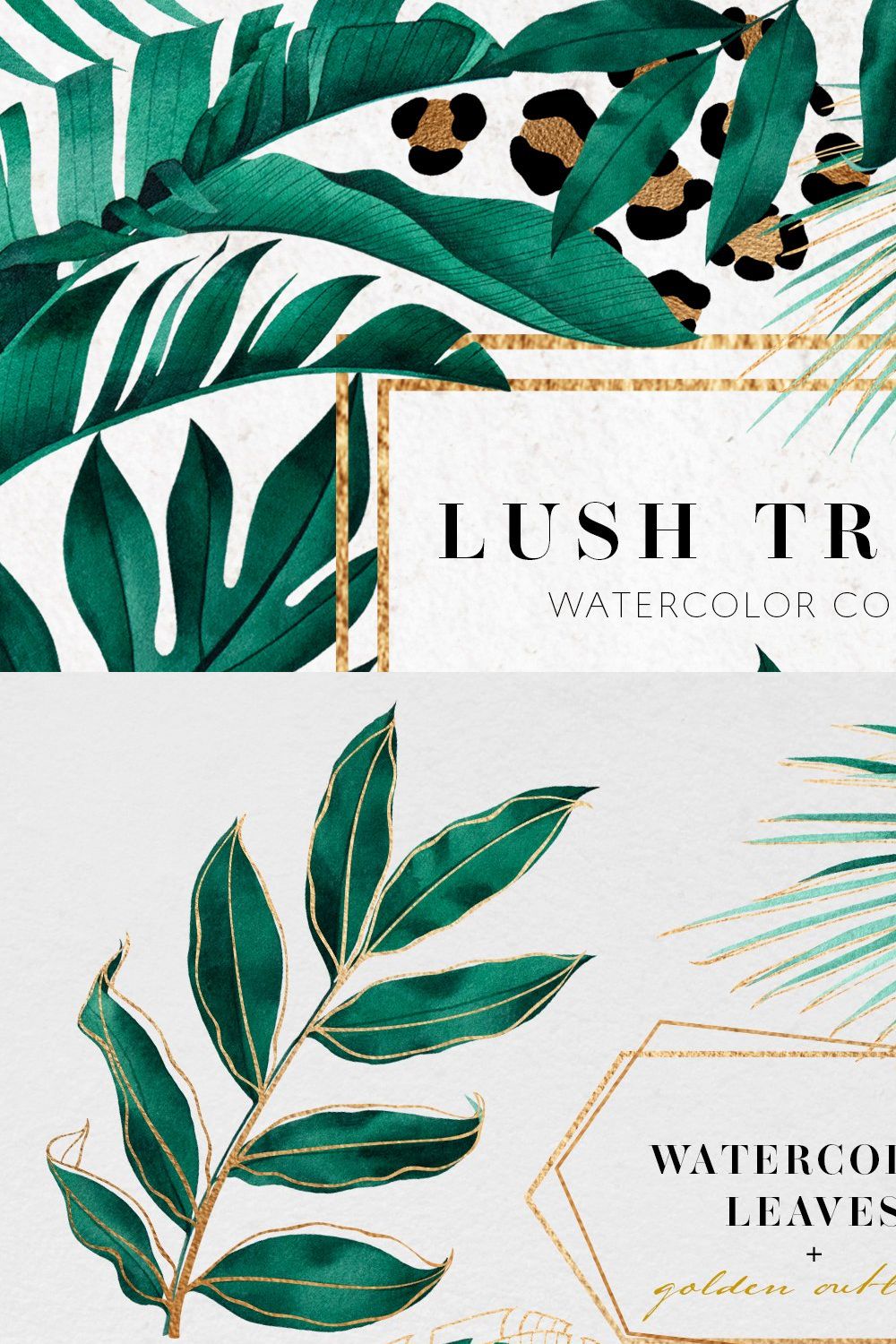 Tropical watercolor collection pinterest preview image.