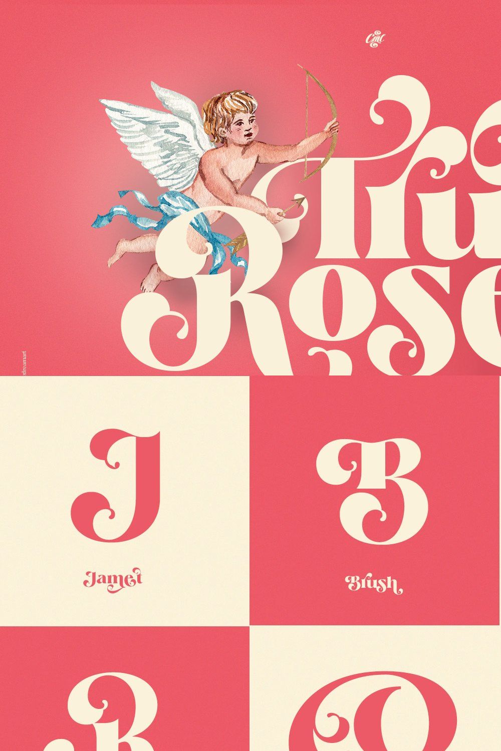 True Rose - Decorative Retro Serif pinterest preview image.