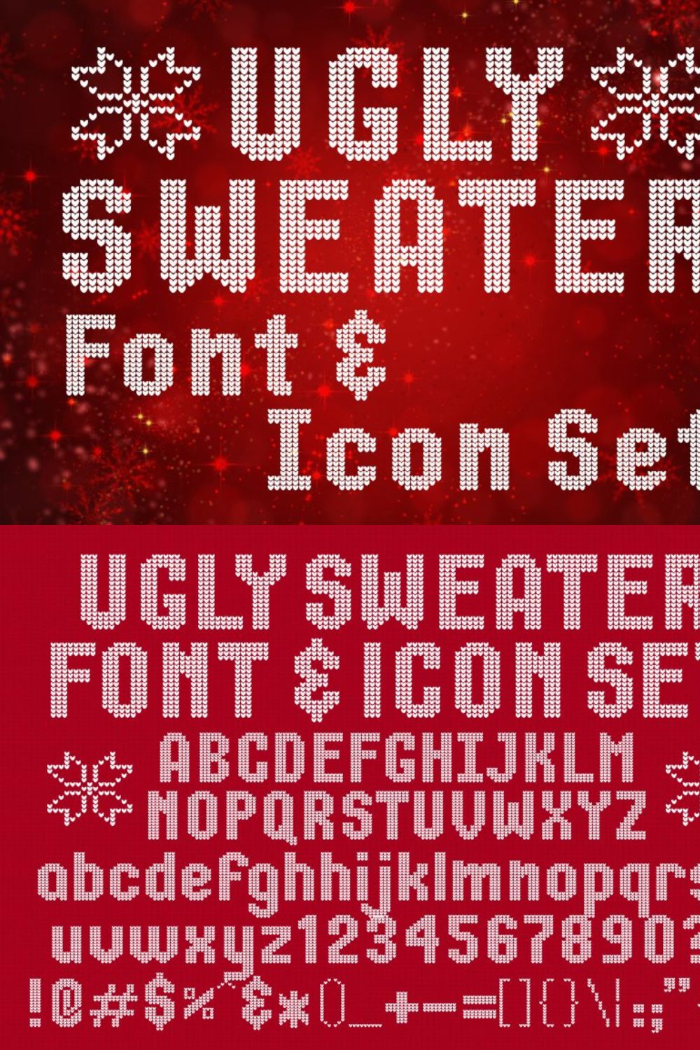 Ugly Sweater Font & Icon Set pinterest preview image.