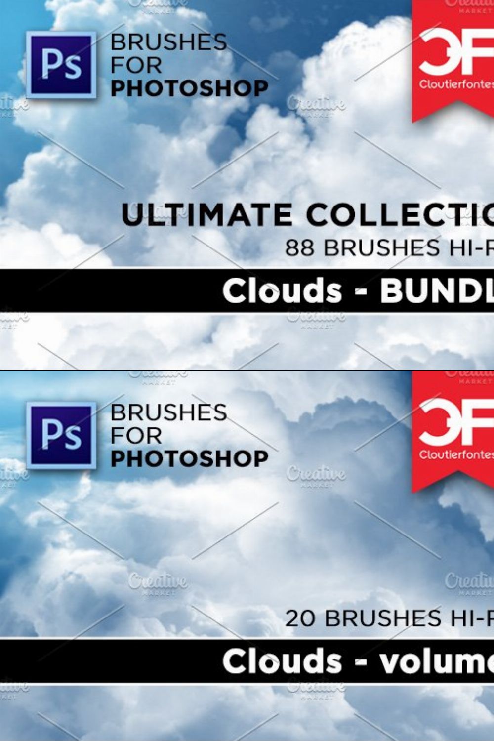 Ultimate Clouds brushes Collection pinterest preview image.