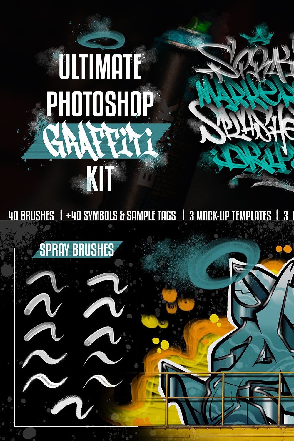 Ultimate Photoshop Graffiti Kit pinterest preview image.