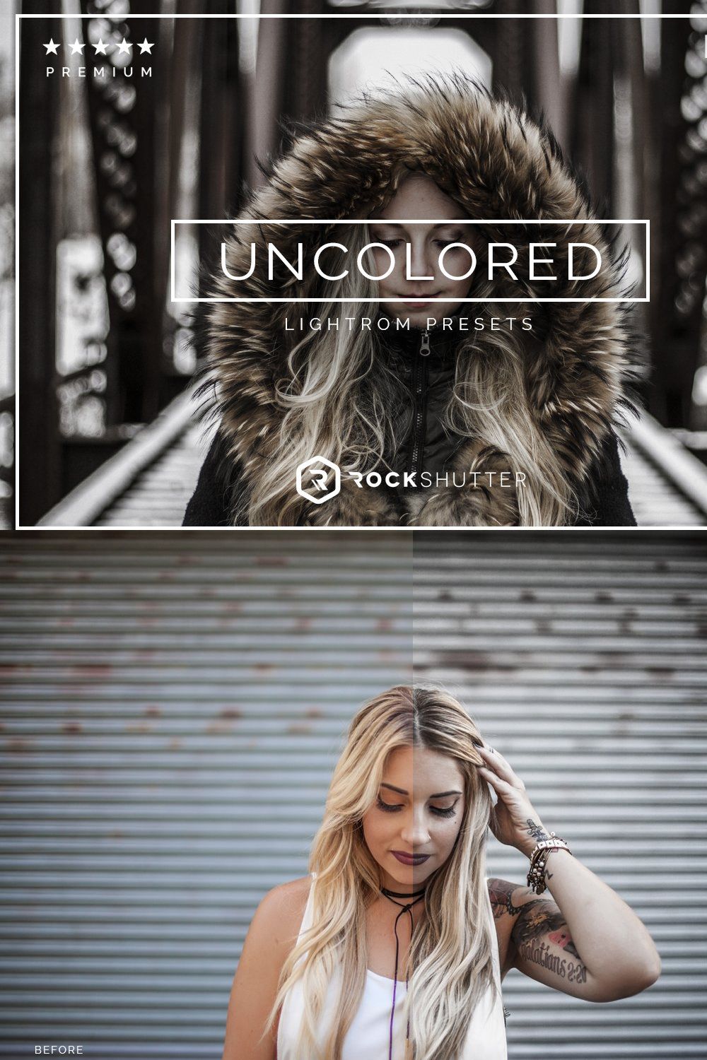 Uncolored Lightroom Presets pinterest preview image.