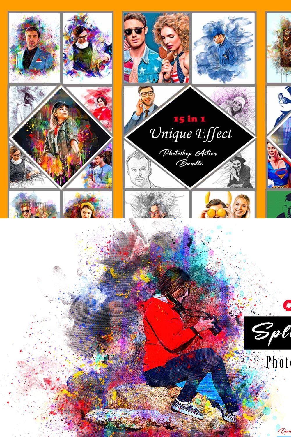 Unique Effect PS Action Bundle pinterest preview image.