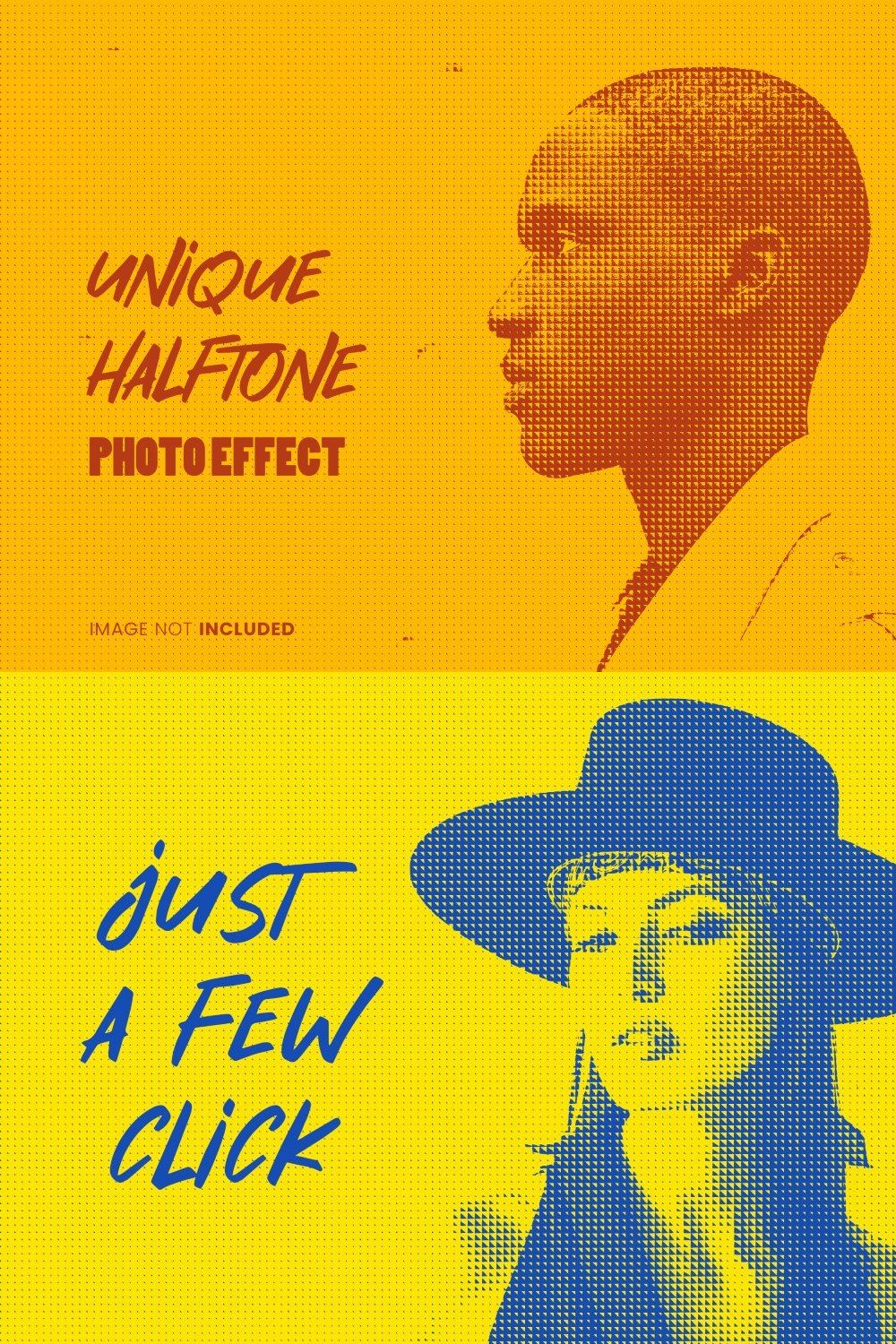 Unique Halftone Photo Effect pinterest preview image.