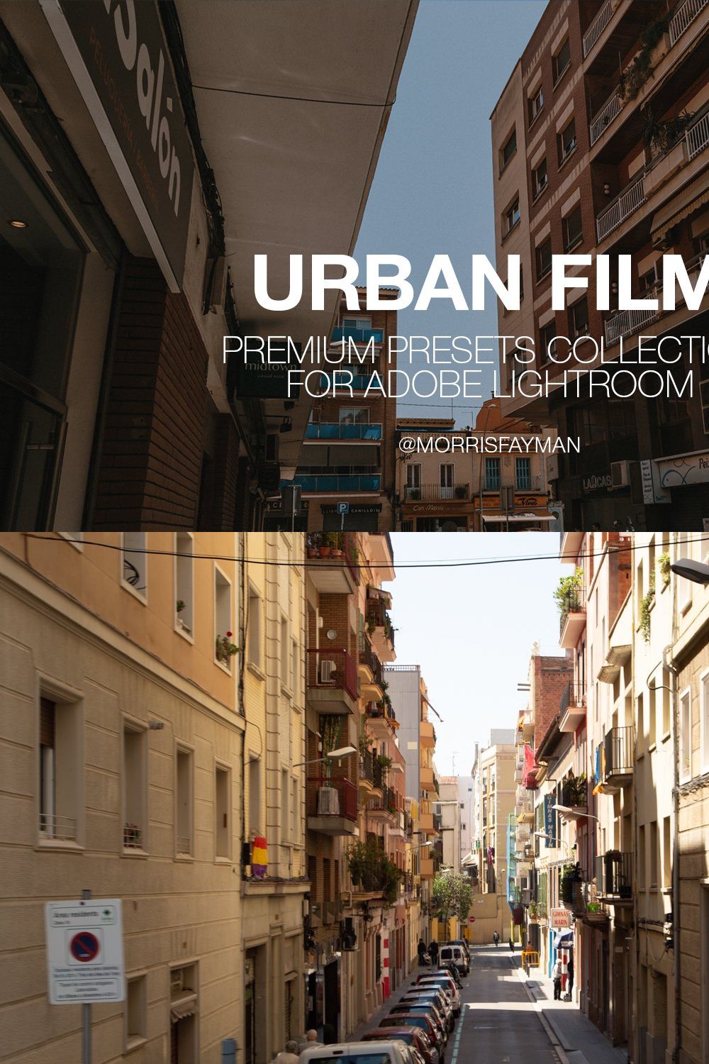 URBAN FILM presets for Lightroom pinterest preview image.