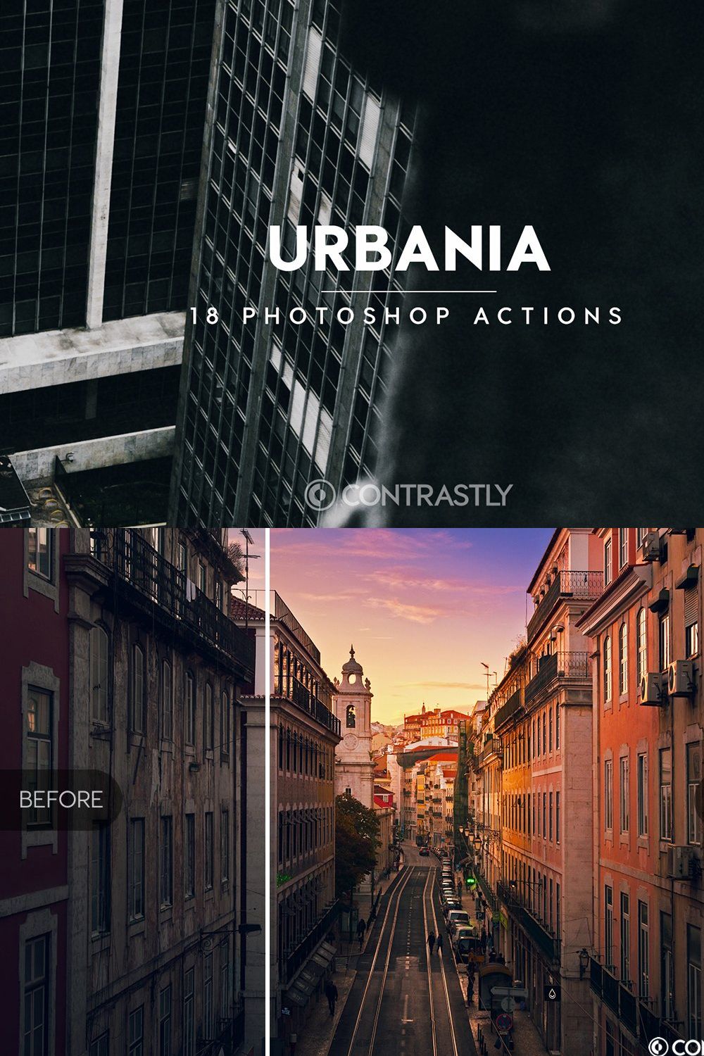 Urbania Photoshop Actions pinterest preview image.