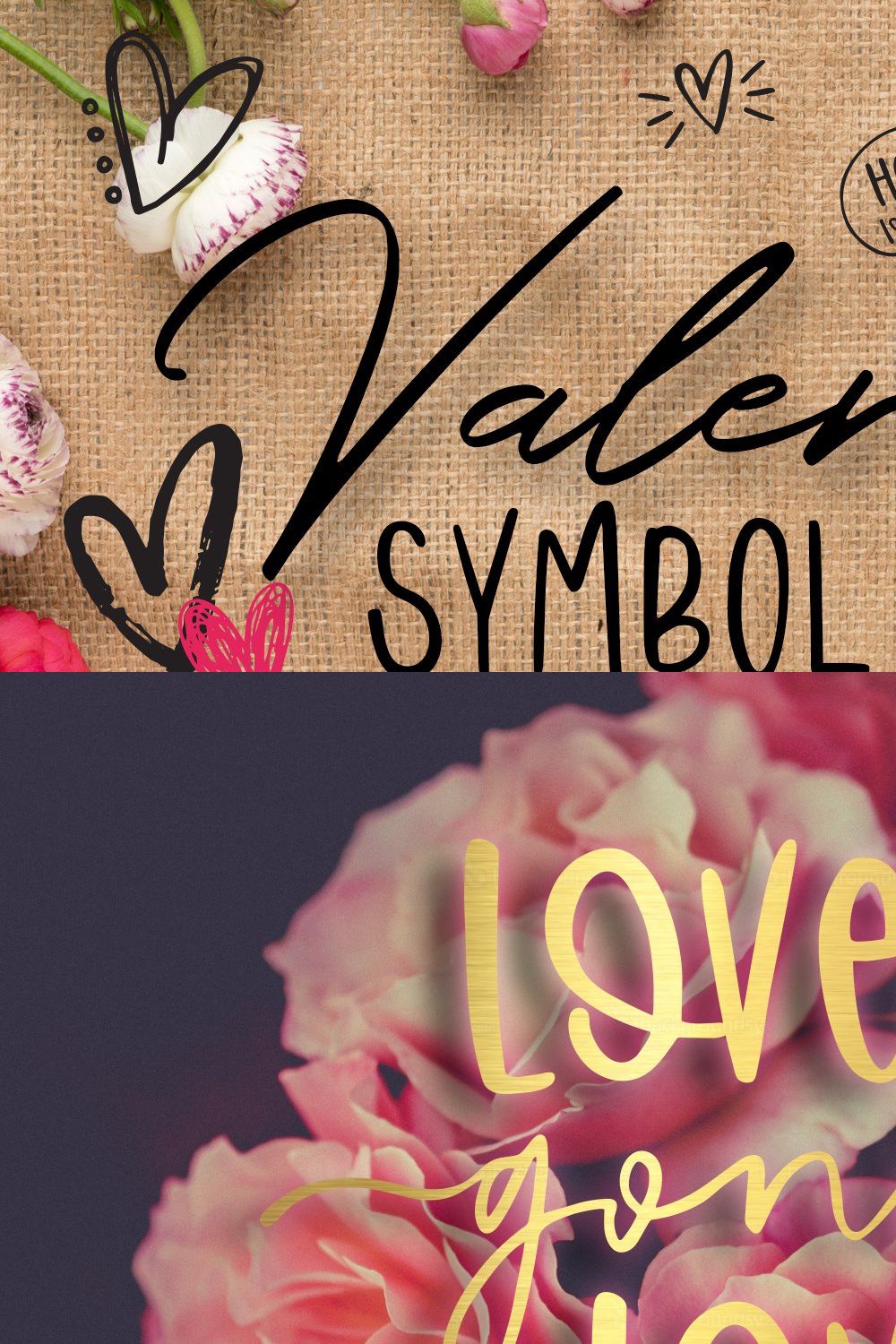 Valentine Symbol Font pinterest preview image.