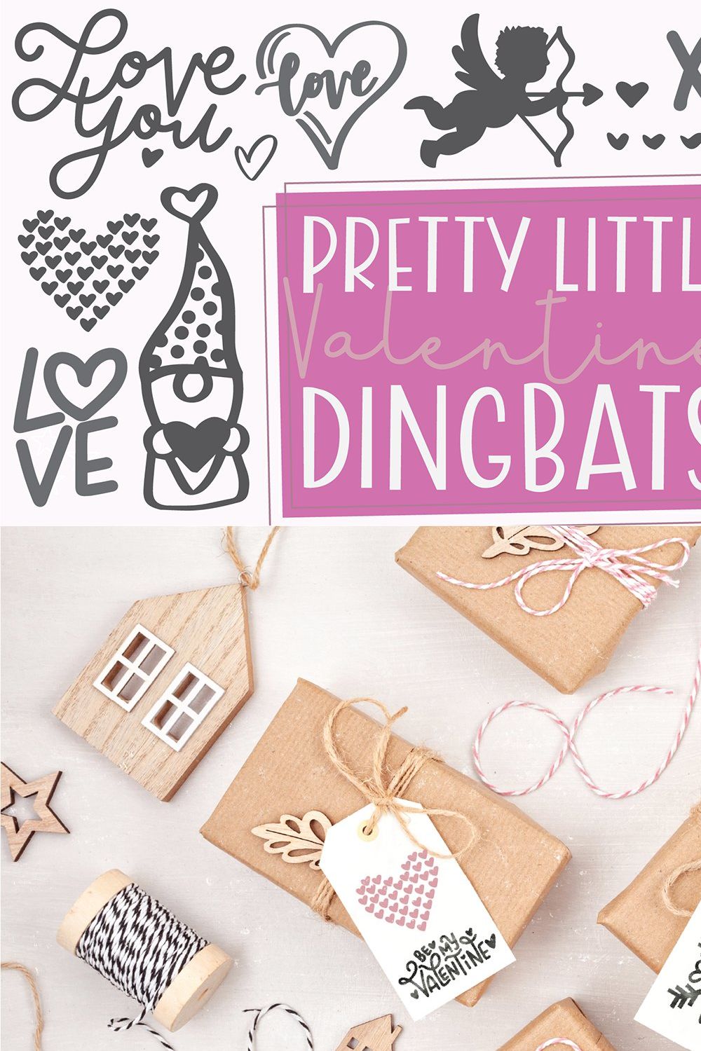 Valentine's Day Dingbats pinterest preview image.