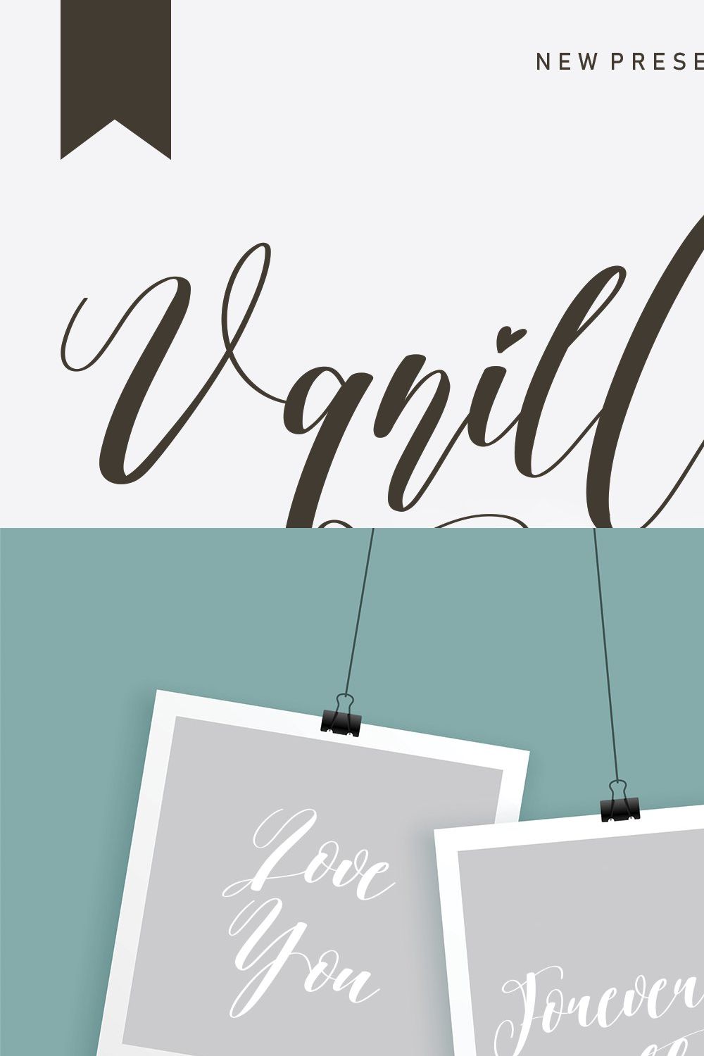 Vanillamilk | Script font pinterest preview image.