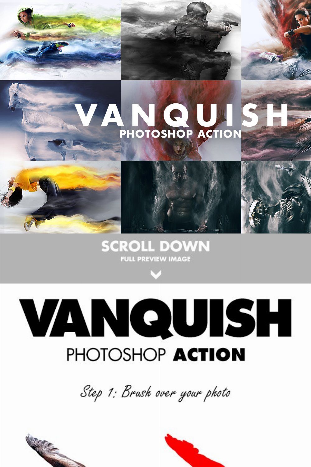 Vanquish Photoshop Action pinterest preview image.