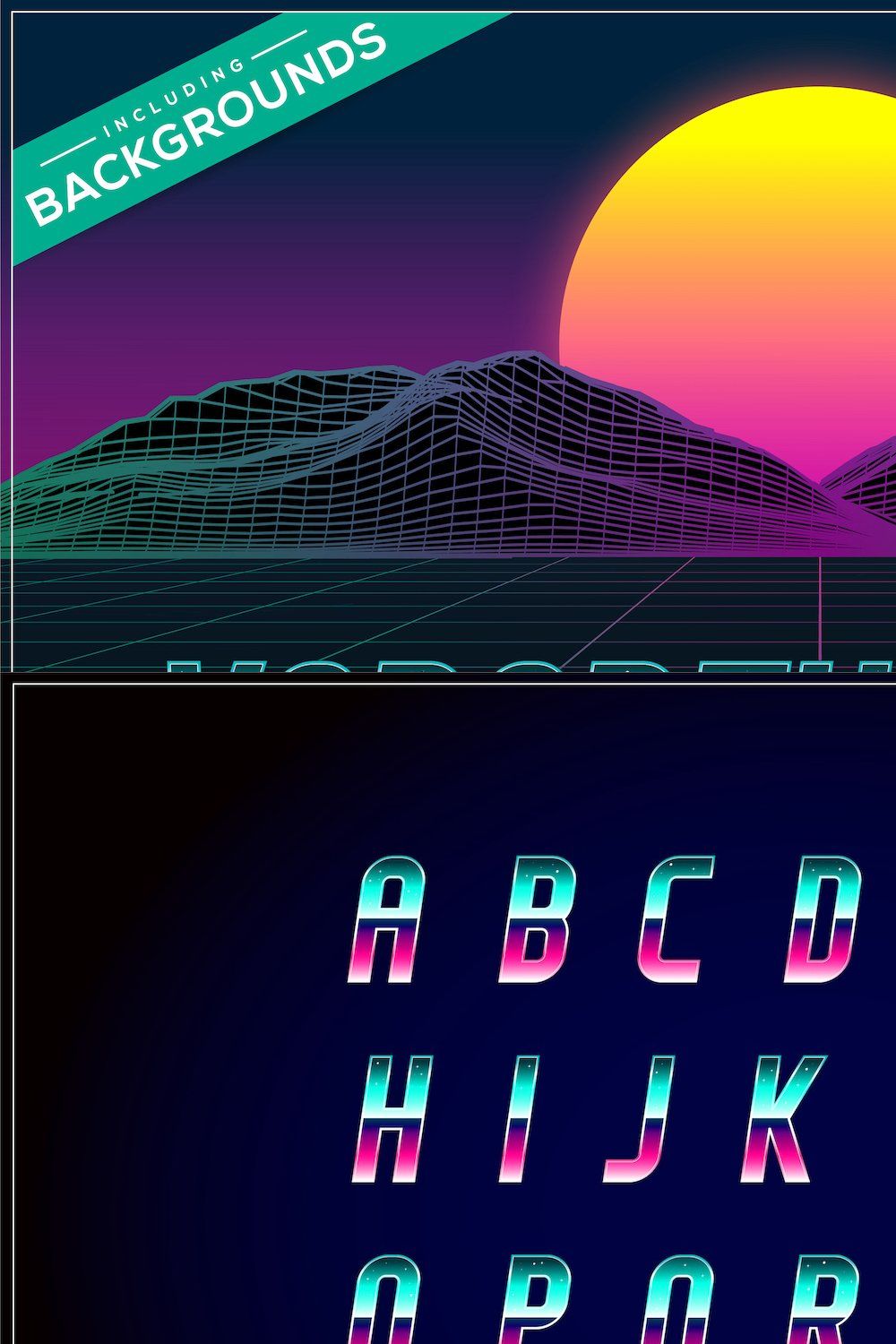 Vaporfuturism OTF Retro Wave Font pinterest preview image.