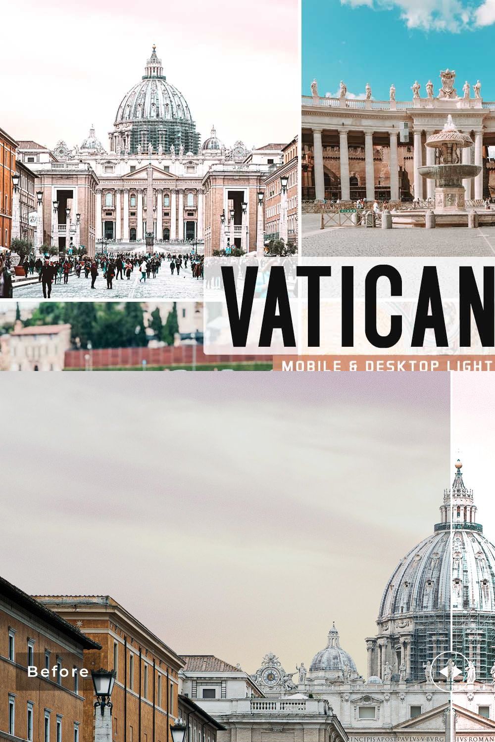 Vatican City Pro Lightroom Presets pinterest preview image.