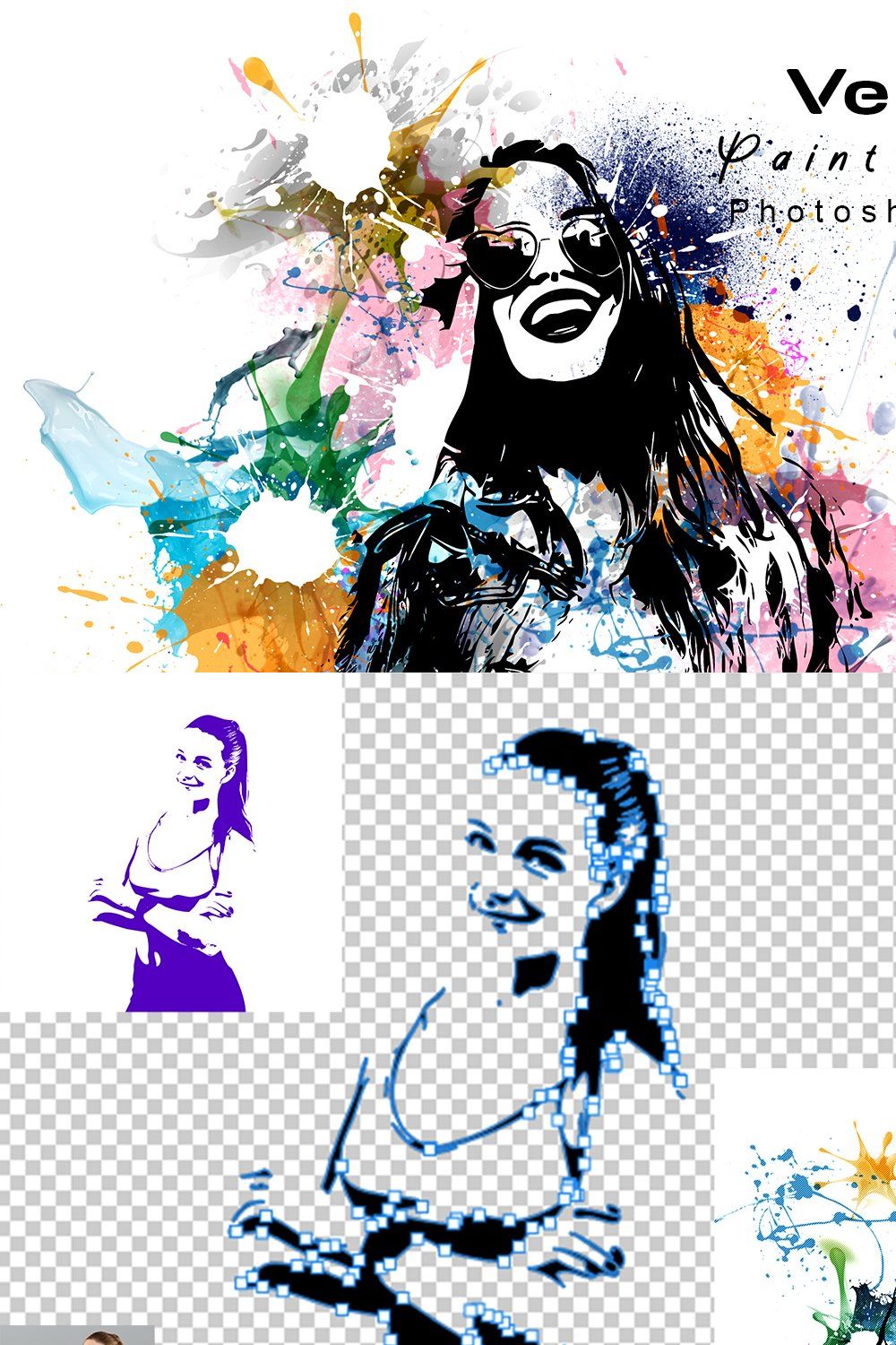 Vector Paint Splash Photoshop Action pinterest preview image.