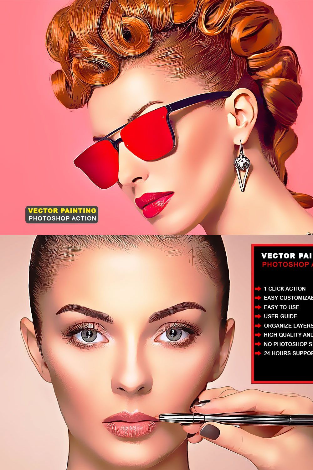 Vector Painting Photoshop Action pinterest preview image.