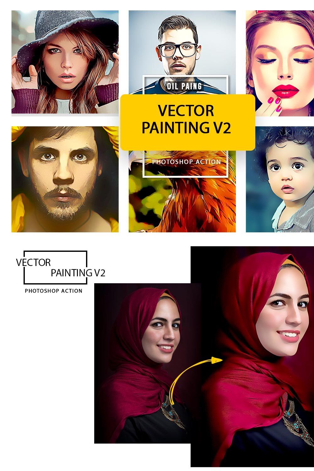 Vector Painting V2 Photoshop Actions pinterest preview image.