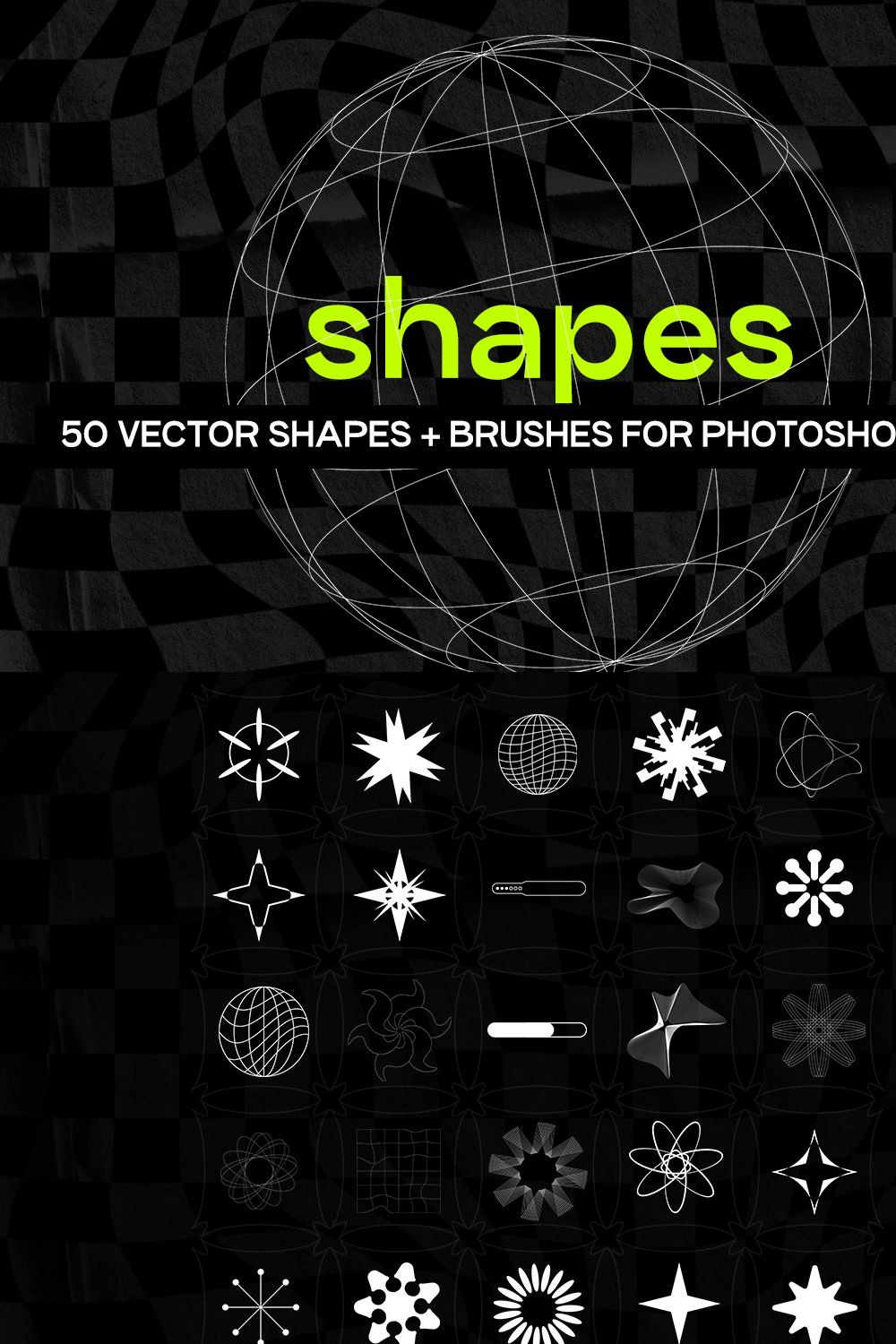 VECTOR SHAPES + BRUSHES pinterest preview image.