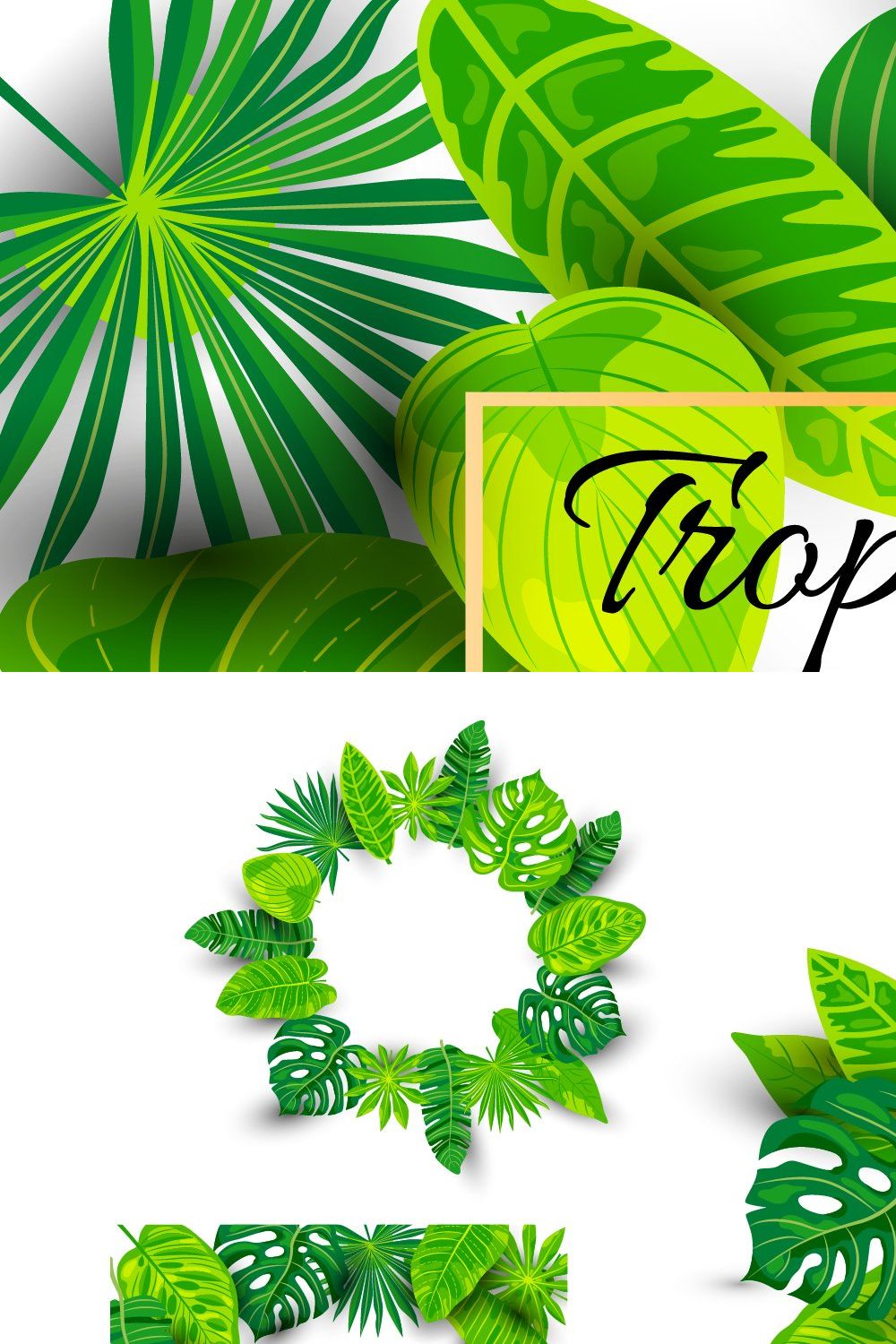Vector tropical leaves pinterest preview image.