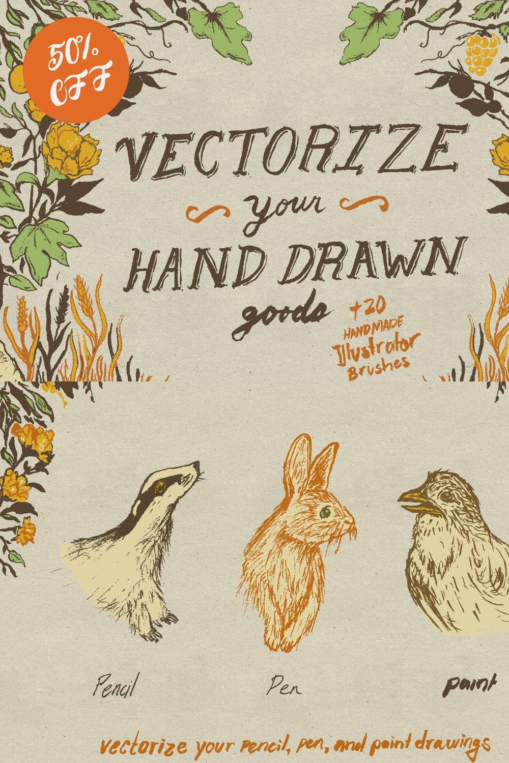 Vectorize Your Hand Drawn Goods+More pinterest preview image.
