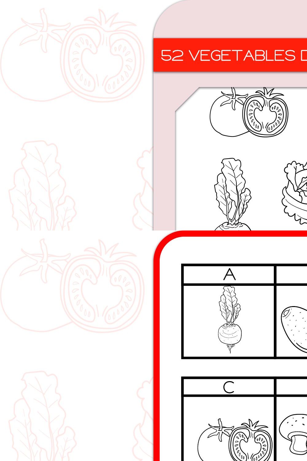 Vegetables Doodles - Dingbats Font pinterest preview image.