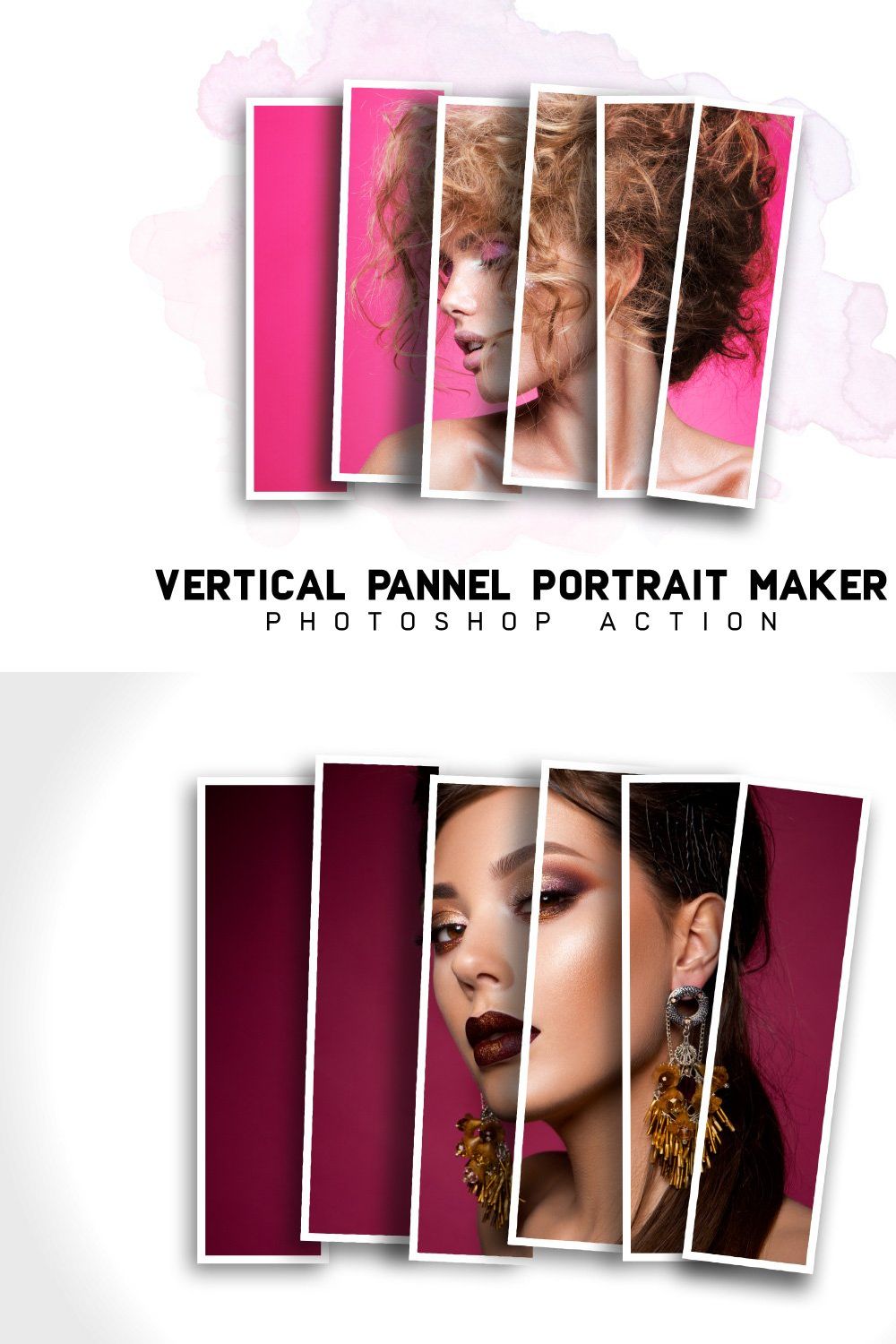 Vertical Panels Collage PS Action pinterest preview image.